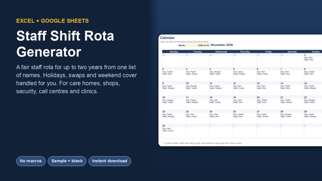 Staff Shift Rota Generator cover