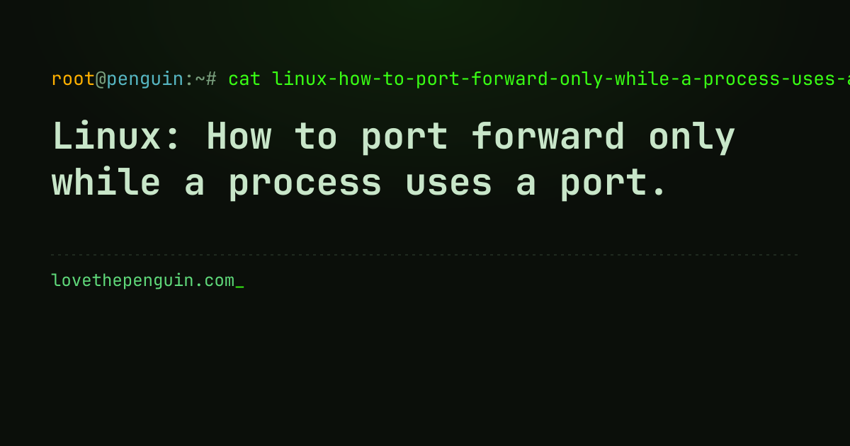 Linux: How to port forward only while a process uses a port.