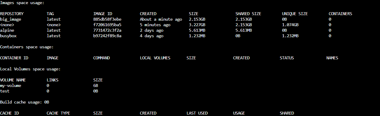 Docker: see images size and how to clean-up